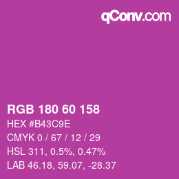 颜色代码: RGB 180 60 158 | qconv.com
