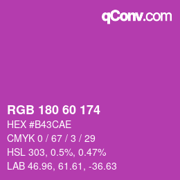 颜色代码: RGB 180 60 174 | qconv.com
