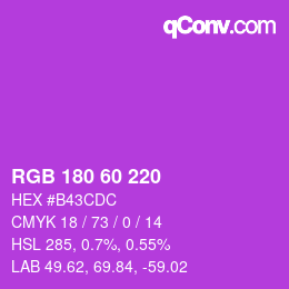Color code: RGB 180 60 220 | qconv.com