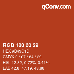 Farbcode: RGB 180 60 29 | qconv.com