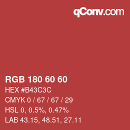 颜色代码: RGB 180 60 60 | qconv.com