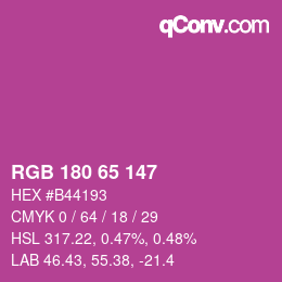 Color code: RGB 180 65 147 | qconv.com
