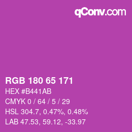 Color code: RGB 180 65 171 | qconv.com