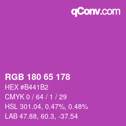 カラーコード: RGB 180 65 178 | qconv.com