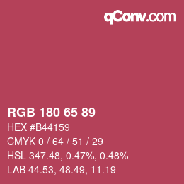Color code: RGB 180 65 89 | qconv.com