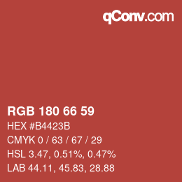 Código de color: RGB 180 66 59 | qconv.com