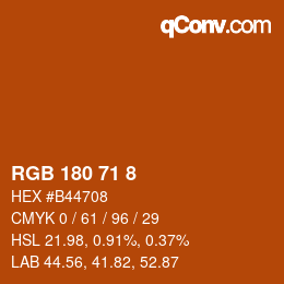 Color code: RGB 180 71 8 | qconv.com