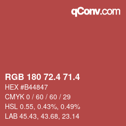 カラーコード: RGB 180 72.4 71.4 | qconv.com