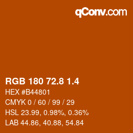カラーコード: RGB 180 72.8 1.4 | qconv.com