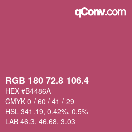 カラーコード: RGB 180 72.8 106.4 | qconv.com