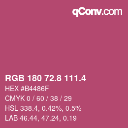 カラーコード: RGB 180 72.8 111.4 | qconv.com