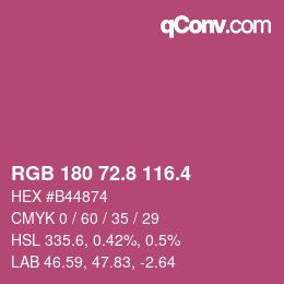 カラーコード: RGB 180 72.8 116.4 | qconv.com