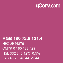 カラーコード: RGB 180 72.8 121.4 | qconv.com