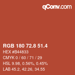 カラーコード: RGB 180 72.8 51.4 | qconv.com