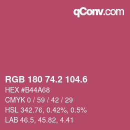 カラーコード: RGB 180 74.2 104.6 | qconv.com