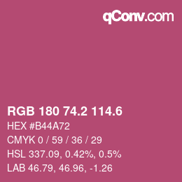 カラーコード: RGB 180 74.2 114.6 | qconv.com