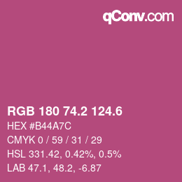 カラーコード: RGB 180 74.2 124.6 | qconv.com