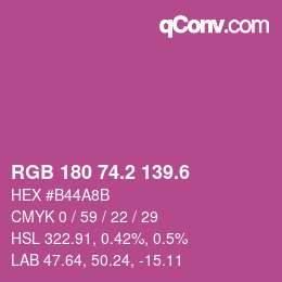 カラーコード: RGB 180 74.2 139.6 | qconv.com