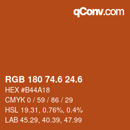 カラーコード: RGB 180 74.6 24.6 | qconv.com