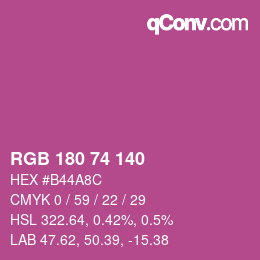 カラーコード: RGB 180 74 140 | qconv.com