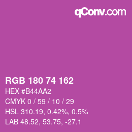 カラーコード: RGB 180 74 162 | qconv.com