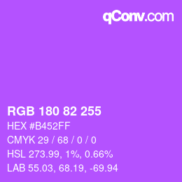 カラーコード: RGB 180 82 255 | qconv.com