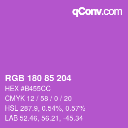 カラーコード: RGB 180 85 204 | qconv.com