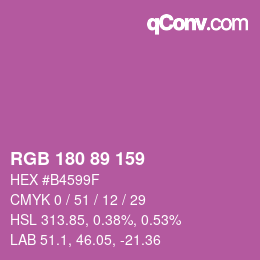 カラーコード: RGB 180 89 159 | qconv.com