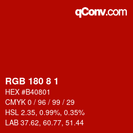 カラーコード: RGB 180 8 1 | qconv.com