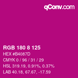 カラーコード: RGB 180 8 125 | qconv.com
