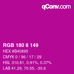 Color code: RGB 180 8 149 | qconv.com