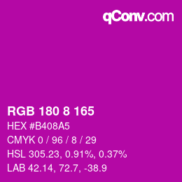 Color code: RGB 180 8 165 | qconv.com