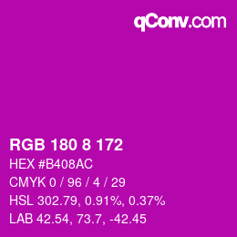 Código de color: RGB 180 8 172 | qconv.com