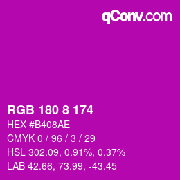 Color code: RGB 180 8 174 | qconv.com