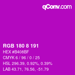 Color code: RGB 180 8 191 | qconv.com