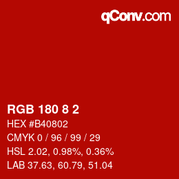 カラーコード: RGB 180 8 2 | qconv.com
