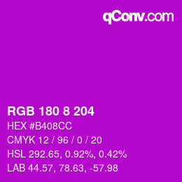 Color code: RGB 180 8 204 | qconv.com