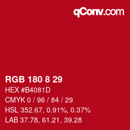 Color code: RGB 180 8 29 | qconv.com