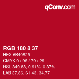カラーコード: RGB 180 8 37 | qconv.com