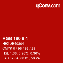 カラーコード: RGB 180 8 4 | qconv.com