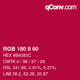 颜色代码: RGB 180 8 60 | qconv.com