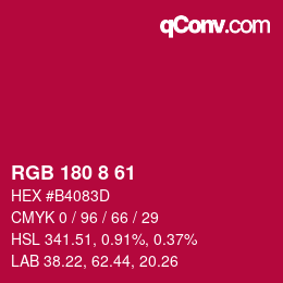 Color code: RGB 180 8 61 | qconv.com
