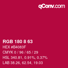 カラーコード: RGB 180 8 63 | qconv.com