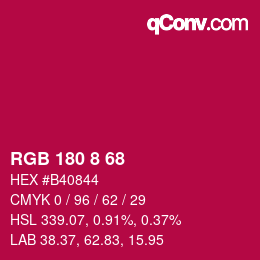 カラーコード: RGB 180 8 68 | qconv.com