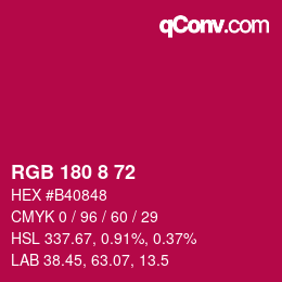 Color code: RGB 180 8 72 | qconv.com