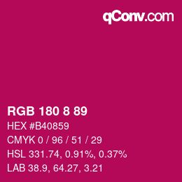 Color code: RGB 180 8 89 | qconv.com