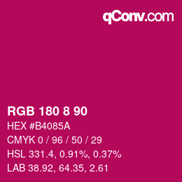 Color code: RGB 180 8 90 | qconv.com