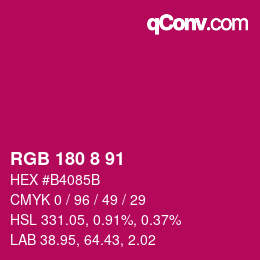 カラーコード: RGB 180 8 91 | qconv.com