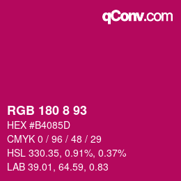 カラーコード: RGB 180 8 93 | qconv.com