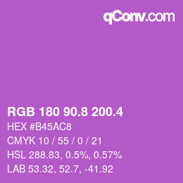 カラーコード: RGB 180 90.8 200.4 | qconv.com